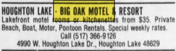 Big Oak Motel - Sept 1991 Ad With Address (newer photo)